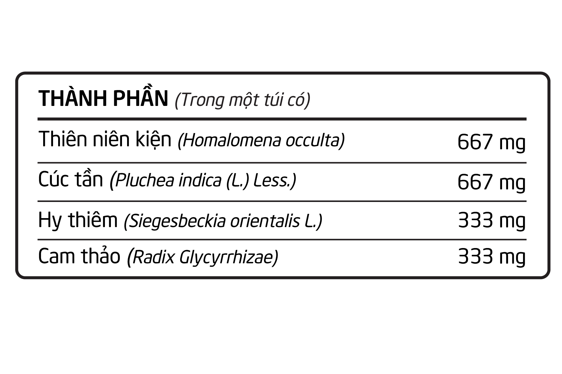 Trà thảo mộc Bách Niên Kiện gồm nhiều dược liệu quý